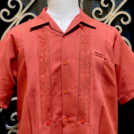 【2027年7月31日までにお届け】【受注生産】【半袖】【 ESG-01S-OR 】【 S/S GUAYABERA 】【 REJILLADA 】【 ORANGE 】【 オレンジ 】