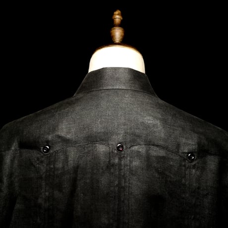 【ご注文日より１年以内にお届け】【受注生産】【 長袖 】【 ESGP-08L-BG 】【 LINEN/リネン 】【 クロスステッチ手刺繍 】【L/S GUAYAMISA】【BLACK】【黒】