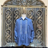 【2月〜3月納期】【受注生産】【長袖】【 ESG-01LP-SAW 】【 REJILLADA CIPRE 】【 ポリエステル 】【 SAX x WHITE 】【 サックスブルー x 白 】