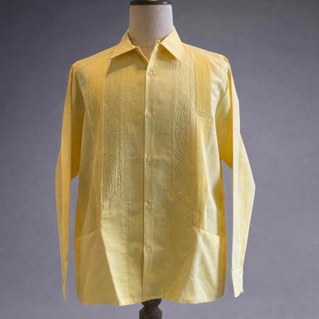 【長袖】【 ESG-01L-LE 】【 L/S GUAYABERA 】【 REJILLADA 】【 LEMON 】【 レモン 】