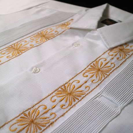 【2027年7月31日までにお届け】【受注生産】【半袖】【 ESG-01S-WG 】【 S/S GUAYABERA 】【 REJILLADA 】【 WHITE x GOLD 】【 白 x 金 】