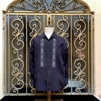 【2月〜3月納期】【受注生産】【 長袖 】【 ESG-01L-BW 】【 L/S GUAYABERA 】【 REJILLADA 】【 BLACK x WHITE 】【 黒 x 白  】