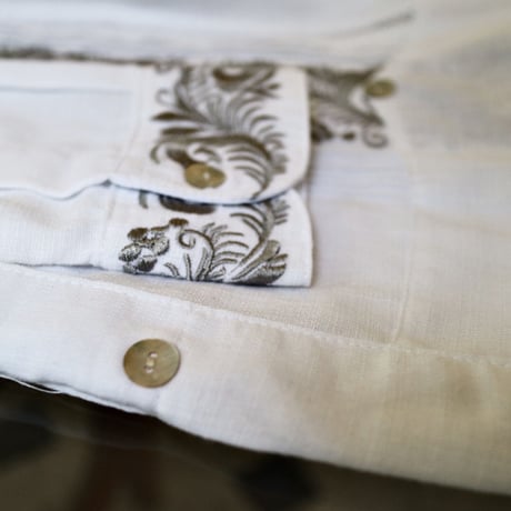【お取り寄せ商品】【長袖】【袖刺繍】【IMP-101L-WS】【 L/S GUAYAMISA 】【 WHITE x SILVER 】【 白 x 銀 】