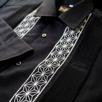 【2027年7月31日までにお届け】【受注生産】【長袖】【 ESGS-04L-BS 】【 L/S GUAYABERA 】【 REJILLADA ASA 】【 麻の葉柄 】【BLACKxSILVER】