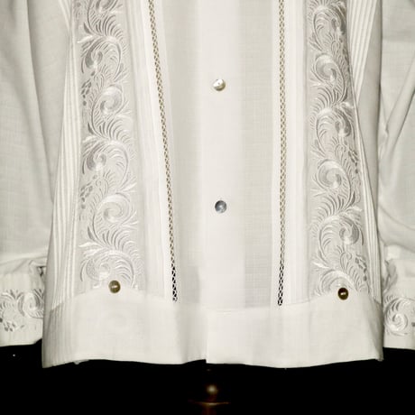 【お取り寄せ商品】【長袖】【袖刺繍】【IMP-101L-W】【 L/S GUAYAMISA】【 WHITE 】【 白 】
