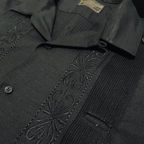 【予約】【 半袖 】【 ESG-01S-B 】【 S/S GUAYABERA 】【 REJILLADA 】【 BLACK 】【 黒 】