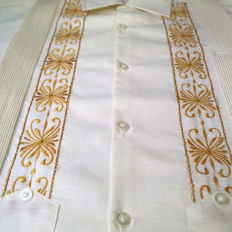 【予約商品】【半袖】【 ESG-01S-OFG 】【 S/S GUAYABERA 】【 REJILLADA 】【 OFF WHITE x GOLD 】【 オフホワイト x 金 】