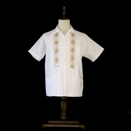 【2027年7月31日までにお届け】【受注生産】【半袖】【 ESG-01S-WG 】【 S/S GUAYABERA 】【 REJILLADA 】【 WHITE x GOLD 】【 白 x 金 】