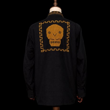 【予約商品】【長袖】【IMP-QTZ-CAL-LS-BG】【GUATEMALA】【 L/S QUETZAL SHIRTS/CALAVERA(カラベラ)】【BLACKxGOLD】【黒x金】