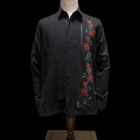 【長袖】【 ESG-10L-BR 】【薔薇 】【 ピックエッタ有り 】【 L/S GUAYAMISA 】【 ROSA 】【 BLACK x RED 】【 黒 x 赤 】