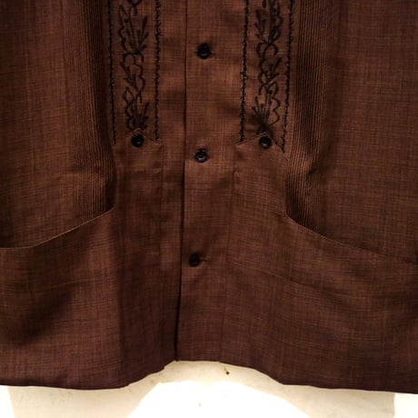 【2027年7月31日までにお届け】【受注生産】長袖】【ESG-20LP-BRB】【 L/S GUAYABERA】【REJILLADA CIPRE】【BROWN x BLACK 】
