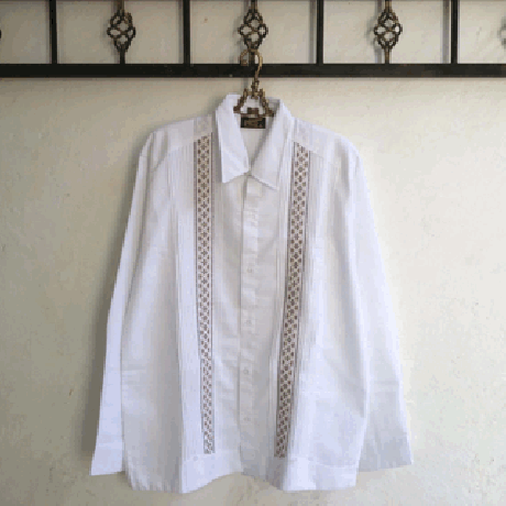 【お取り寄せ商品】【長袖】【ESG-109L-WBR】【CRUZ】【 GUAYAMISA】【 L/S GUAYABERA】【WHITExBROWN】