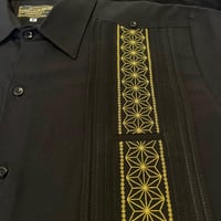 【半袖】【麻の葉柄】【 ESGS-10S-BG】【 S/S GUAYAMISA ASA 】【BLACKxGOLD】 【黒x金】