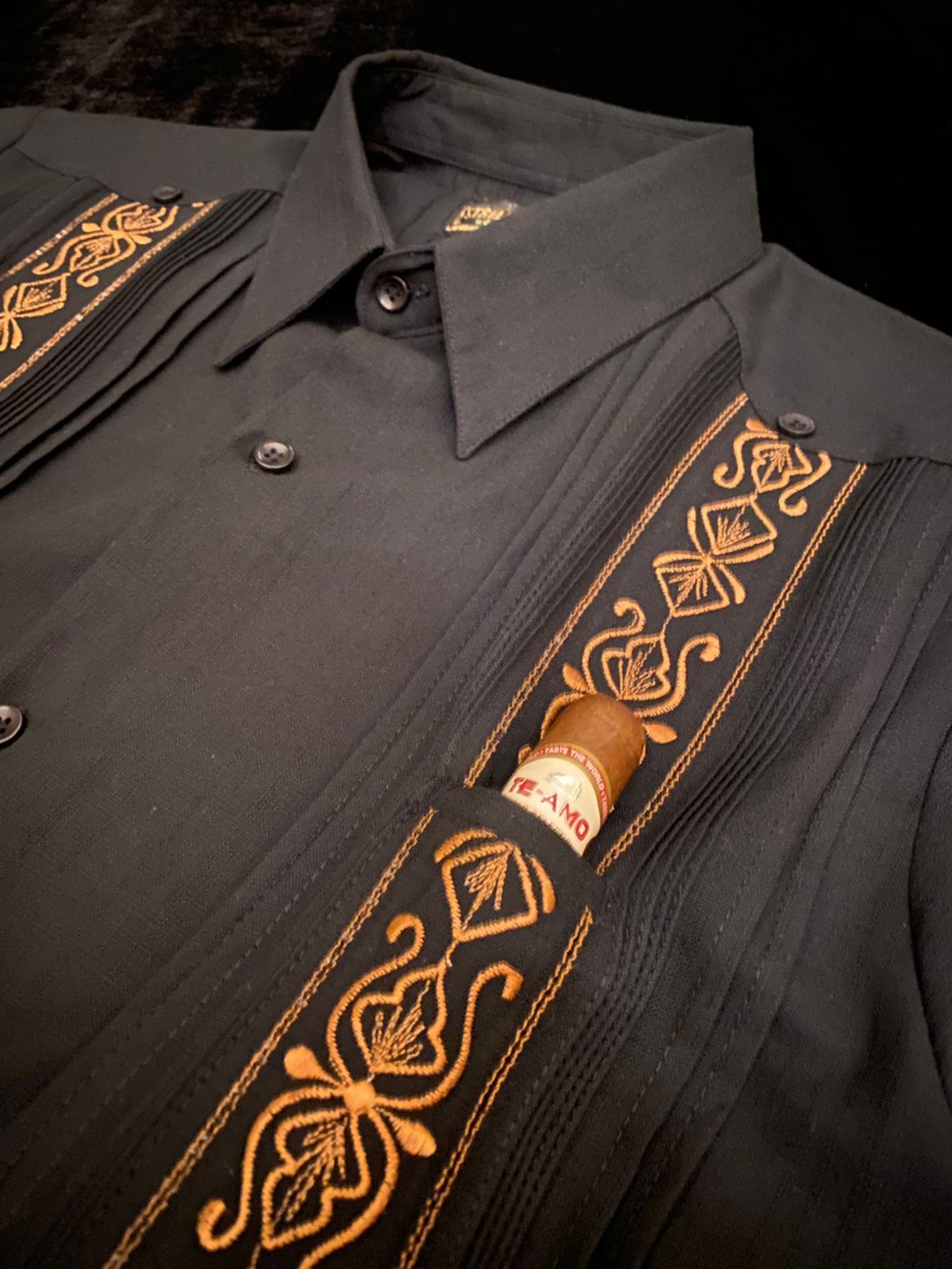estrella standard 36 ブラック×ゴールド キューバシャツ Estrella Standard Guayabera