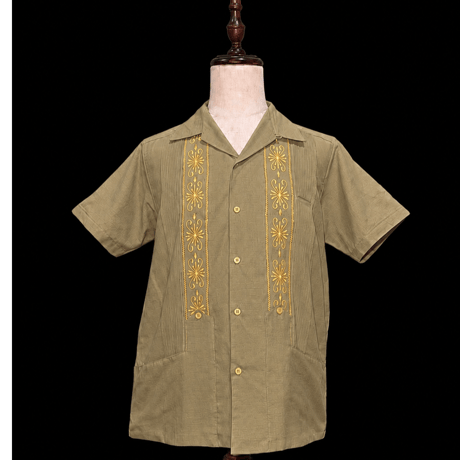 【予約商品】【半袖】【 ESG-01S-KHG 】【 S/S GUAYABERA 】【 REJILLADA 】【 KHAKI x GOLD 】【 カーキ x 金 】