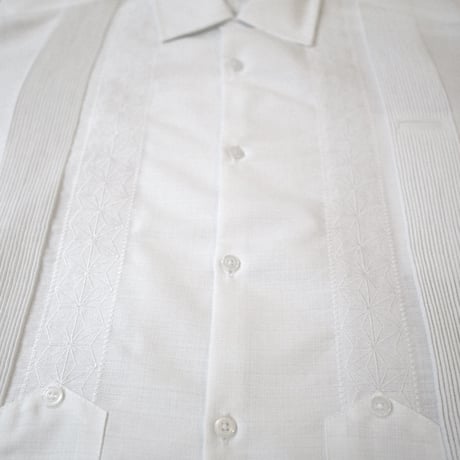 【2月〜3月納期】【受注生産】【半袖】【 ESGS-04S-W 】【 S/S GUAYABERA 】【 REJILLADA ASA 】【 麻の葉柄 】【 WHITE 】【白】