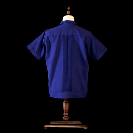 【2027年7月31日までにお届け】【受注生産】【半袖】【 ESG-01S-NG 】【 S/S GUAYABERA 】【 REJILLADA 】【 NAVY x GOLD x 】【 紺 x 金 】