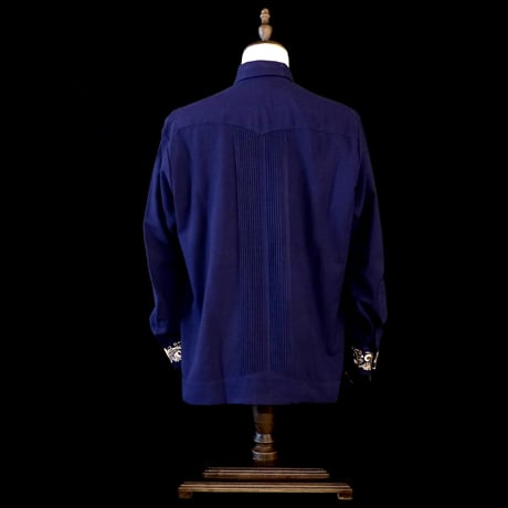 【お取り寄せ商品】【長袖】【袖刺繍】【IMP-101L-NG】【 L/S GUAYABERA 】【 NAVY x GOLD 】【 紺 x 金 】