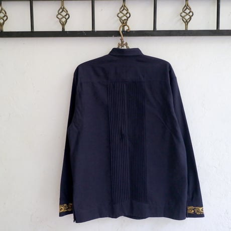 【ご注文日より１年以内にお届け】【受注生産】【長袖】【袖刺繍】【ESG-T30L-NG】【 L/S GUAYAMISA】【 NAVY x GOLD 】【 紺 x 金 】