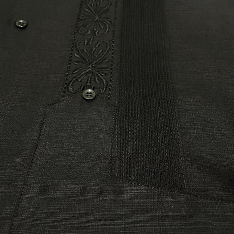 【予約】【 半袖 】【 ESG-01S-B 】【 S/S GUAYABERA 】【 REJILLADA 】【 BLACK 】【 黒 】