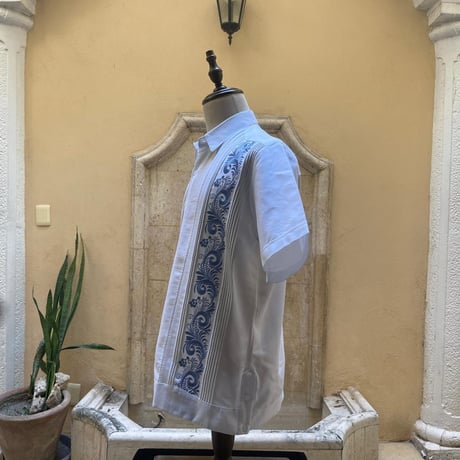 【予約商品】【半袖】【袖刺繍】【ESG-30S-WBL】【 S/S GUAYAMISA 】【 WHITExBLUE 】【 白x青 】