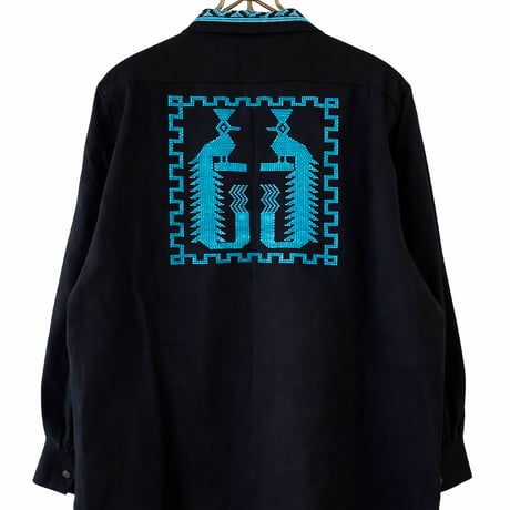 【長袖】【ESGG-QTZ-LS-BBL】【GUATEMALA】【 L/S QUETZAL SHIRTS】【BLACKxBLUE】【黒x青】
