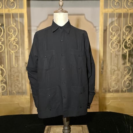 【長袖】【 ESG-33L-B】【 L/S CUBANA 】【GUAYABERA】【BLACK】【黒】