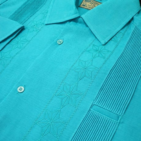 【2027年7月31日までにお届け】【受注生産】【長袖】【 ESGS-03L-JA 】【 L/S GUAYABERA 】【 REJILLADA MOTA 】【 麻の葉柄 】【 JADE 】【 翡翠 】