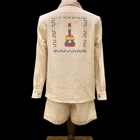 【7/31入荷】【長袖】【2ピース】【ESGG-02LS-2-OFM】【L/S QUETZAL SHIRTS & SHORTS 】【グアテマラ】【 OFF WHITE x MULTI COLOR  】