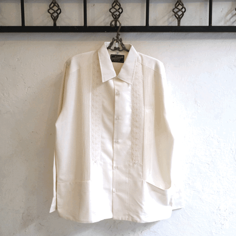 【2027年7月31日までにお届け】【受注生産】【 長袖 】【 ESGS-04L-OF 】【 L/S GUAYABERA 】【 REJILLADA ASA 】【 麻の葉柄 】【 OFF WHITE 】