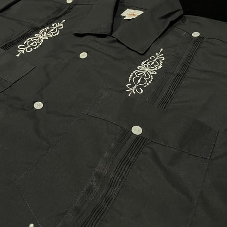 【予約】【半袖】【サイズ40(XL)】【IMP-DE-29S-BW-40】【 DEADSTOCK 】【S/S GUAYABERA】【BLACKxWHITE】  【黒x白】