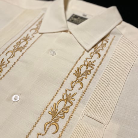 【2027年7月31日までにお届け】【受注生産】【ESG-20L-OFG】【REJILLADA 】【L/S GUAYABERA】【OFF WHITExGOLD】 【オフホワイトx金】