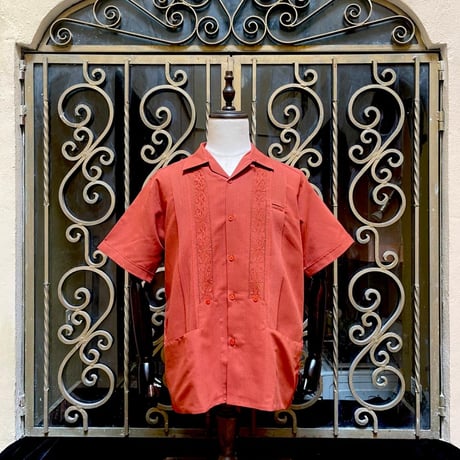 【2027年7月31日までにお届け】【受注生産】【半袖】【 ESG-01S-OR 】【 S/S GUAYABERA 】【 REJILLADA 】【 ORANGE 】【 オレンジ 】