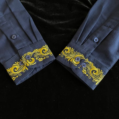 【予約商品】【長袖】【袖刺繍】【ESG-T30L-NG】【 L/S GUAYAMISA 】【 NAVY x GOLD 】【 紺 x 金 】