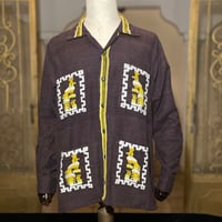 【長袖】【IMP-QTZ-LS-BUY】【GUATEMALA】【 L/S QUETZAL SHIRTS】【BUEGUNDYxYELLOW】【臙脂色x黄色】
