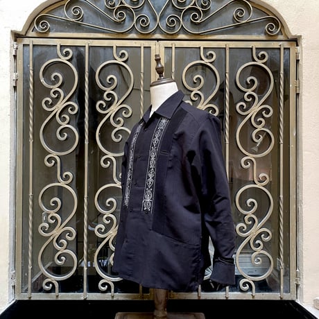 【2027年7月31日までにお届け】【受注生産】【 長袖 】【 ESG-01L-BW 】【 L/S GUAYABERA 】【 REJILLADA 】【 BLACK x WHITE 】