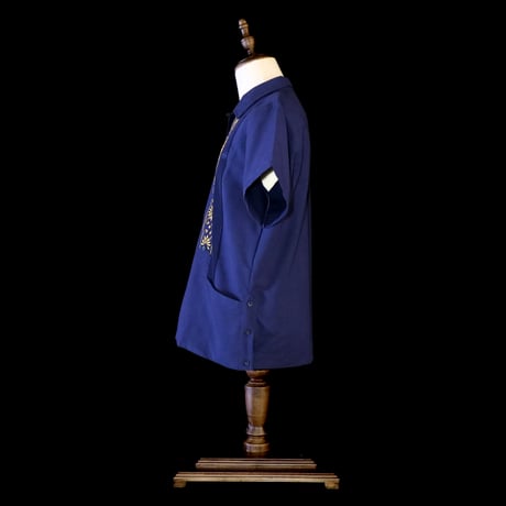 【2027年7月31日までにお届け】【受注生産】【半袖】【 ESG-01S-NG 】【 S/S GUAYABERA 】【 REJILLADA 】【 NAVY x GOLD x 】【 紺 x 金 】