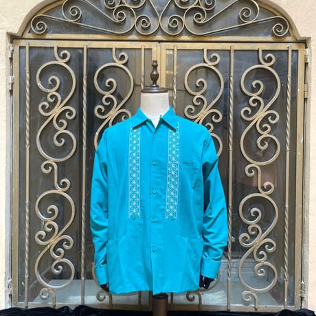 【2027年7月31日までにお届け】【受注生産】【長袖】【ESGS-04L-JAS】【L/S GUAYABERA】【 REJILLADA ASA 】【麻の葉柄】【 JADExSILVER 】