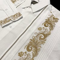 【予約商品】【長袖】【袖刺繍】【ESG-T30L-WG】【 L/S GUAYAMISA 】【WHITExGOLD】【白x金】