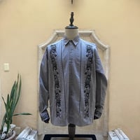 【9/11入荷】【予約商品】【長袖】【袖刺繍】【ESG-T30L-GRB】【 L/S GUAYAMISA 】【 GRAY x BLACK 】【 グレーx黒 】