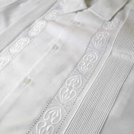 【2027年7月31日までにお届け】【受注生産】【半袖】【 ESG-01S-W】【 S/S GUAYABERA 】【 REJILLADA 】【 WHITE 】【 白】