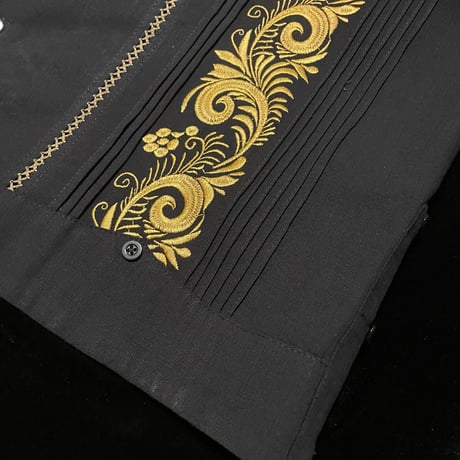 【予約商品】【長袖】【袖刺繍】【ESG-T30L-BG】【 L/S GUAYAMISA 】【 BLACK x GOLD 】【 黒 x 金 】