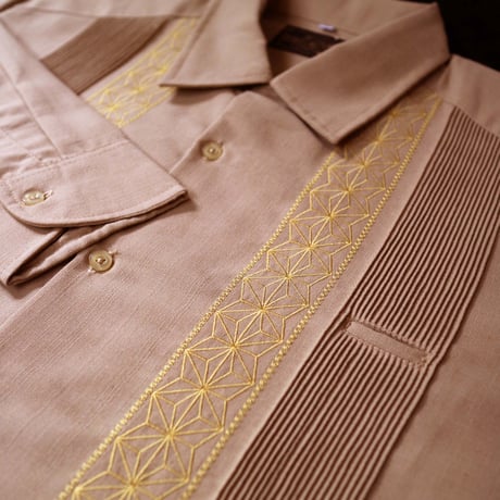 【9月下旬】【予約商品】【 長袖 】【 ESGS-04L-KHG 】【 REJILLADA ASA 】【 麻の葉柄 】【 KHAKI x GOLD 】【 カーキ x 金 】