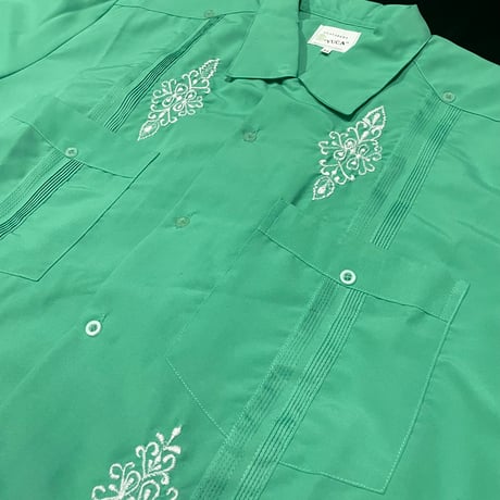 【予約】【半袖】【サイズ44(3XL)】【IMP-DE-36S-TQ-44】【 DEADSTOCK 】【S/S GUAYABERA】【TARQUOISE】  【ターコイズ】
