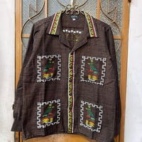 【長袖】【Mサイズ】【IMP-QTZ-LS16-BRM】【GUATEMALA】【 L/S QUETZAL SHIRTS】【BROWNxMULTI COLOR】【茶色xマルチカラー】