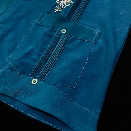 【予約】【半袖】【IMP-DE-11S-PEW-40】【 DEADSTOCK 】【S/S GUAYABERA】【PETROLEOxWHITE】