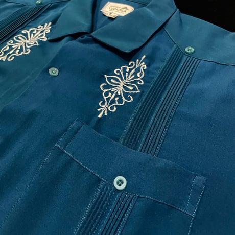 【予約】【半袖】【IMP-DE-11S-PEW-40】【 DEADSTOCK 】【S/S GUAYABERA】【PETROLEOxWHITE】
