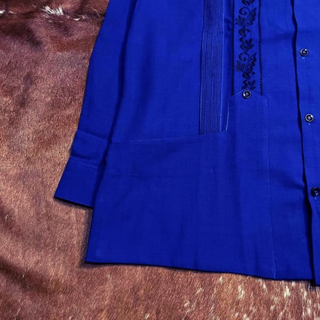 【2027年7月31日までにお届け】【受注生産】【長袖】【 ESG-20L-RBB 】【 L/S GUAYABERA 】【 REJILLADA 】【 ROYAL BLUE x BLACK 】