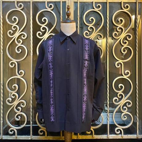 【長袖】【 ESG-32L-BPU 】【 L/S GUAYAMISA 】【BLACK x PURPLE】 【黒 x 紫】