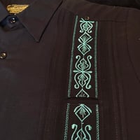 【半袖】【 ESG-32S-BJA 】【 S/S GUAYABERA】【BLACK x JADE】 【黒 x 翡翠】